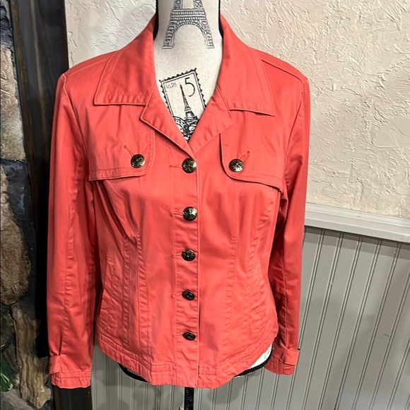 Live a Little Coral Utility Jacket Tailored Cropped - Picture 1 of 5